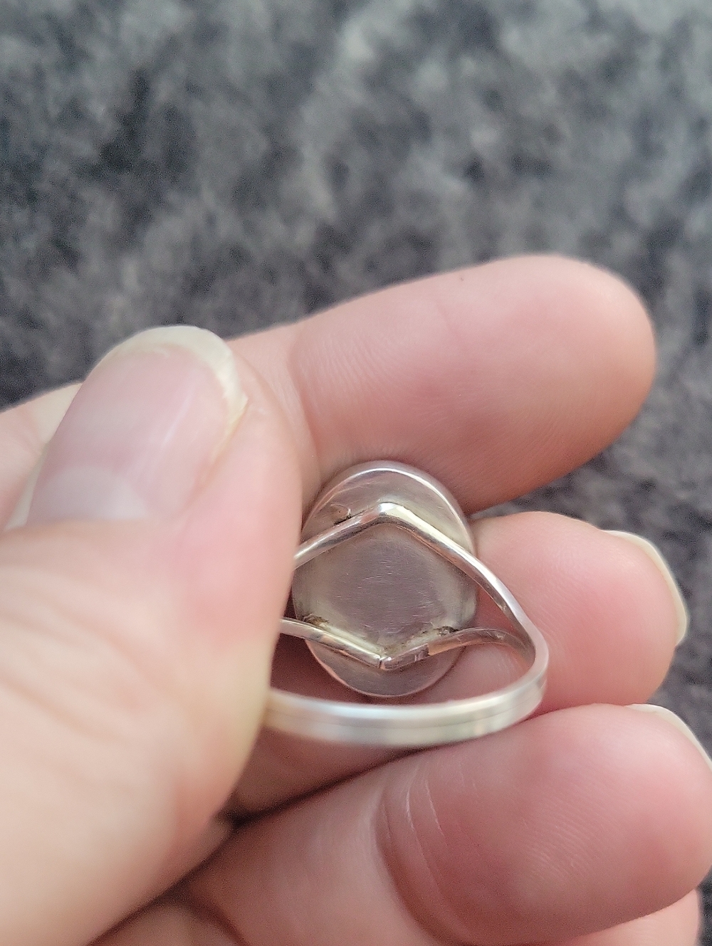 Vtg. Native American Sterling Silver & Blue lace Agate ring Singed size 9 1/2 - Picture 3 of 9